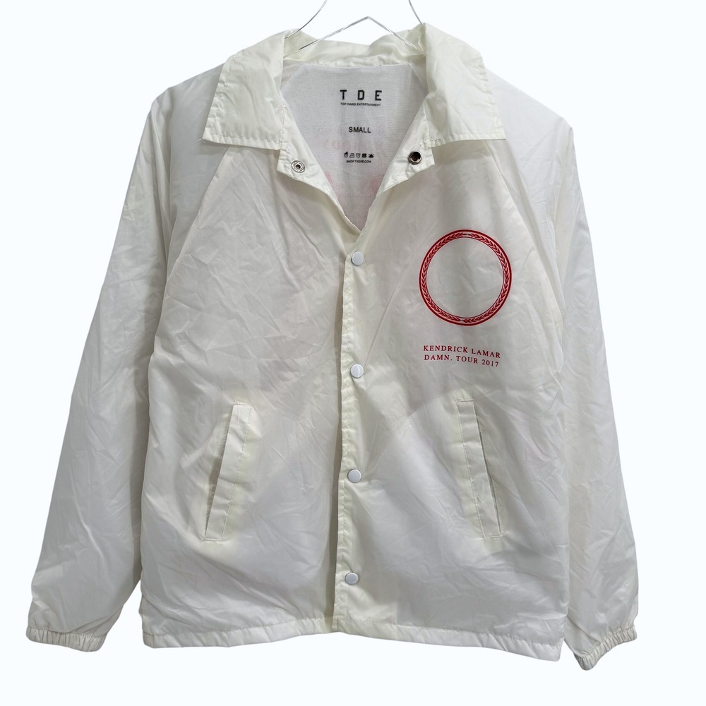 Kendrick Lamar Damn Tour 2017 TDE Coach Jacket S White Windbreaker Pray For Me